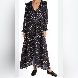 Dream Sister Jane Black Dark Floral Maxi Dress with Lace Detail